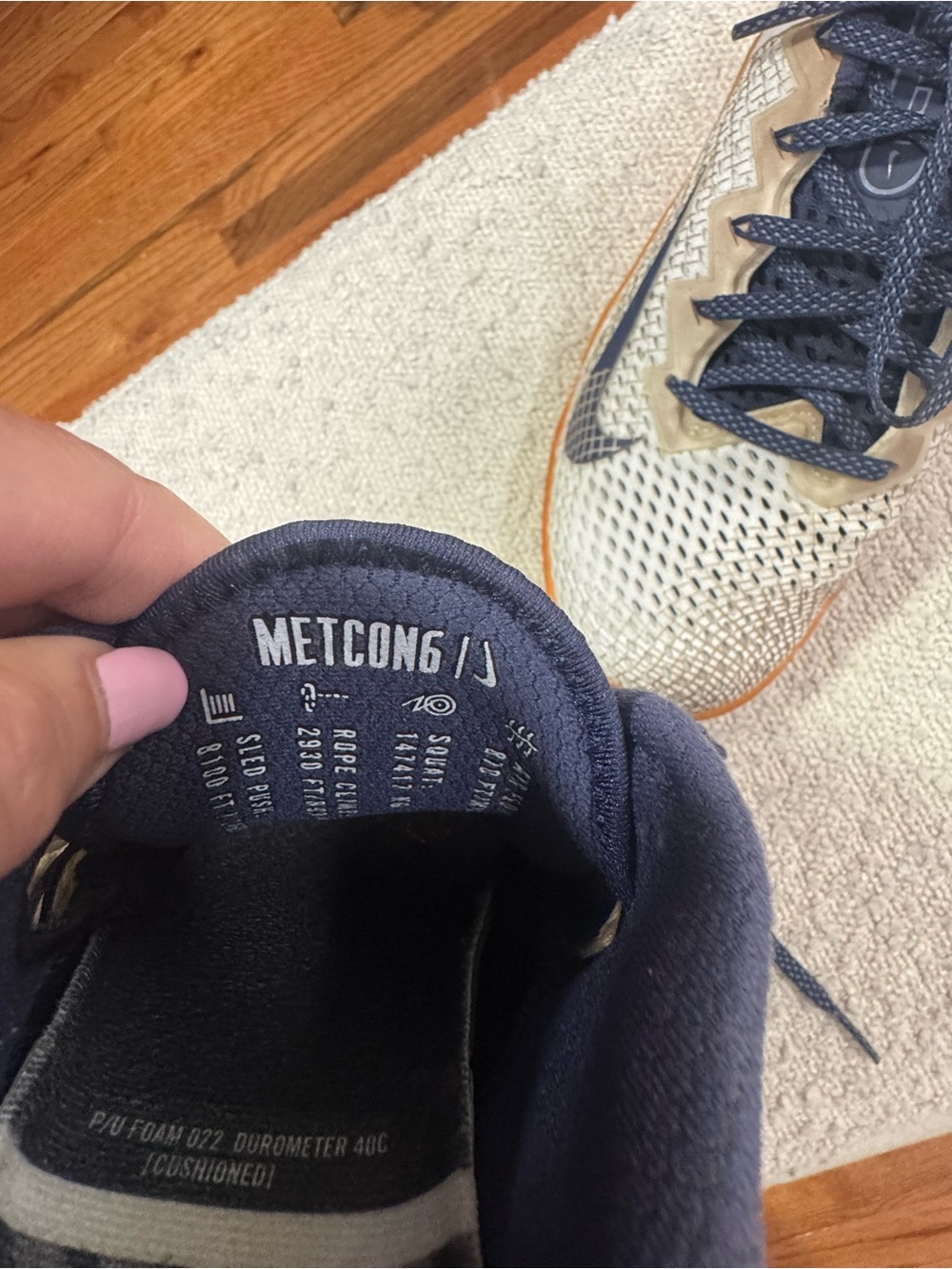 Nike Metcon 6 Training Shoes White/Navy Gum Sole | Women’s Size 8.5 - Picture 6 of 12